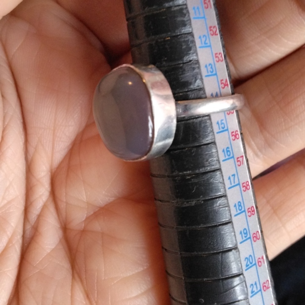 Gray Chalcedony Silver Plated Gemstone Ring - image 4
